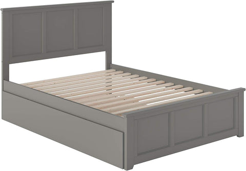 AFI Madison Platform Bed with Matching Footboard and Turbo Charger with Full Size Urban Trundle, Grey
