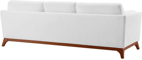 Oakestry Chance Mid-Century Modern Upholstered Fabric Sofa In White