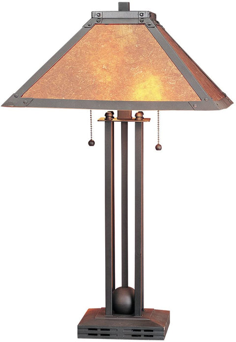 Oakestry BO-476 Table Lamp with Mica Glass Shades, Mattel Black Finish, 24.5&#34; x 15&#34; x 15&#34;, See Image