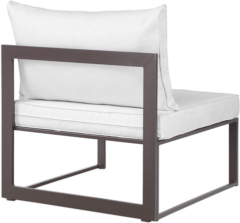 Oakestry Fortuna Aluminum Outdoor Patio Armless Chair in Brown White