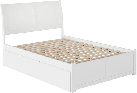 Oakestry Portland Platform Bed with 2 Urban Bed Drawers, Full, White