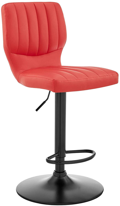 Oakestry Bardot Adjustable Height Red Faux Leather Swivel Bar Stool