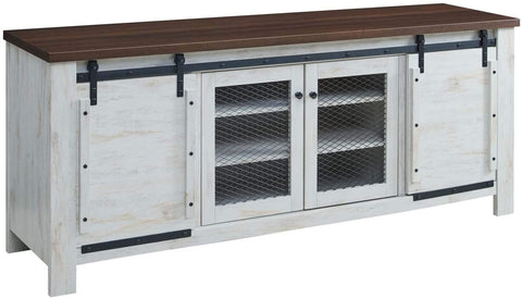 Oakestry Bennington 70&#34; Rustic Sliding Door Buffet Table Sideboard, 71&#34; TV Stand, White