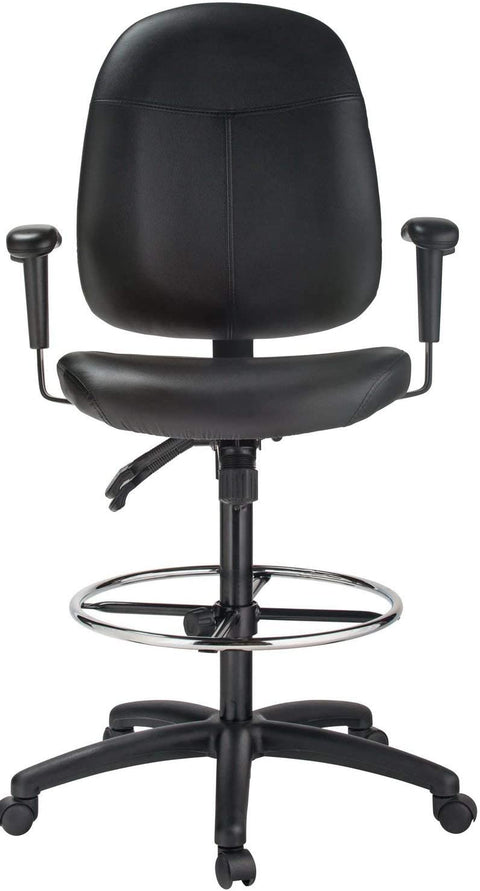 Oakestry Extra Tall Ergonomic Drafting Chair - Black Leather