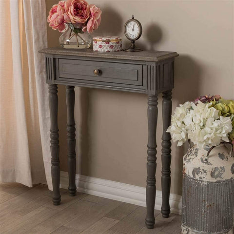 Oakestry Noemie Country Cottage Farmhouse Brown Finished 1-Drawer Console Table