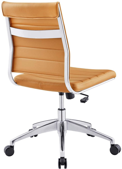 Oakestry Jive Ribbed Armless Mid Back Swivel Conference Chair In Tan