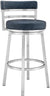 Oakestry Madrid 26&#34; Counter Height Swivel Blue Faux Leather and Brushed Stainless Steel Bar Stool
