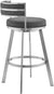 Oakestry Roman 30&#34; Gray Faux Leather and Brushed Stainless Steel Swivel Bar Stool