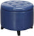 Oakestry Designs4Comfort Round Ottoman, Blue Faux Leather