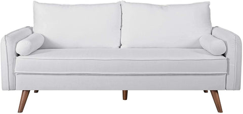 Oakestry Revive Contemporary Modern Fabric Upholstered Sofa In White
