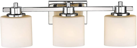 Oakestry Solbi Contemporary 3 Light Chrome Finish Bath Vanity Wall Fixture White Alabaster Glass 24&#34; Wide