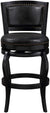 Oakestry Harris Collection Black/Brown Wood Dining and Kitchen Swivel Barstool with Back Black N/A