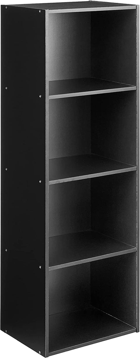 Hodedah 4-Shelf Bookcase in Black