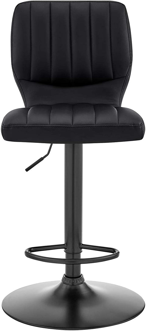 Oakestry Bardot Adjustable Height Black Faux Leather Swivel Bar Stool