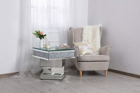 Oakestry 24 in. Crystal Mirrored end Table