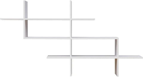 Oakestry 3-Tier Hanging Wall Mount Floating Ladder Accent Shelf with Criss Cross Asymmetrical Modern Design̢‰âÛÏ White
