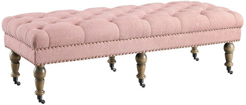 Oakestry Isabelle 62&#34; Wood Upholstered Bench in Pink