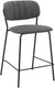 Oakestry Carlo 26&#34;&#34; Grey Faux Leather and Black Metal Counter Height Bar Stool