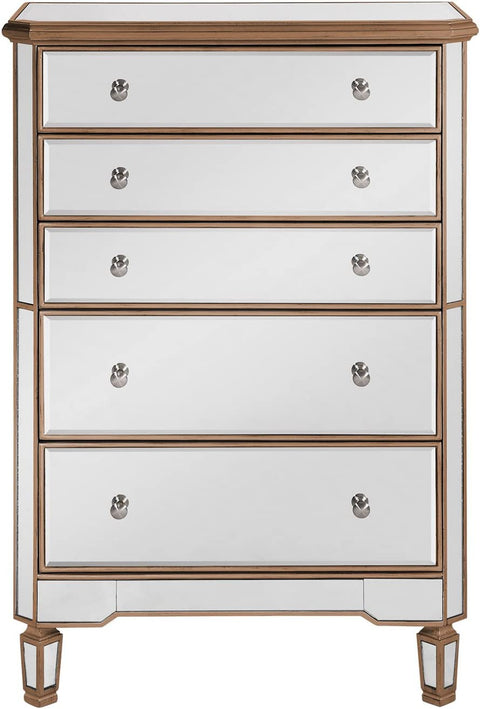 Elegant Lighting Contemporary Contempo 5 Drawer Cabinet 33&#34; x 16&#34; x 49&#34; in Gold Paint