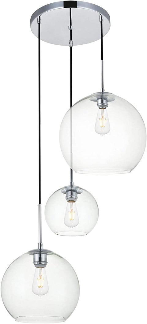 Oakestry Baxter 3-Light Metal Pendant in Black and Clear Finish