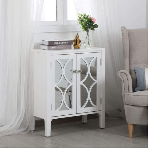 Elegant Decor 28 inch Mirrored Cabinet in White