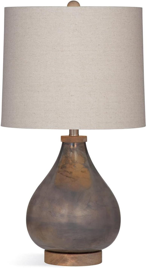 Oakestry L3155TEC Glass Paisley Table Lamp, Charcoal