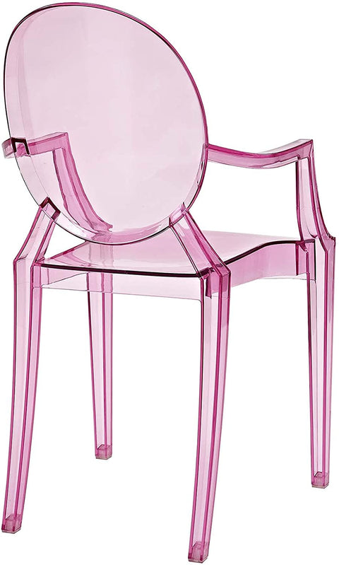 Oakestry Casper Modern Acrylic Stacking, Two Dining Armchairs, Pink
