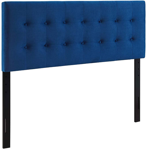 Oakestry Emily Full Biscuit Tufted Performance Velvet Headboard, Navy