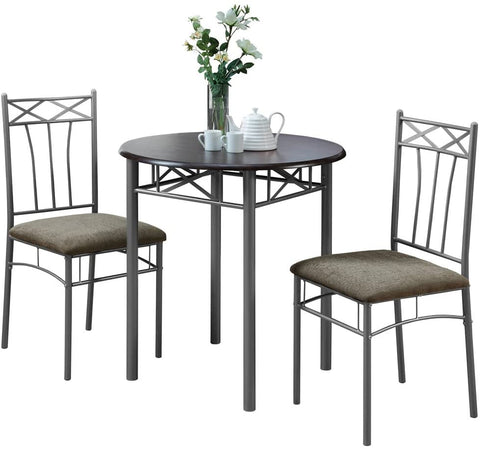 Oakestry Black and Silver Metal Bistro Dining Set, 3-Piece