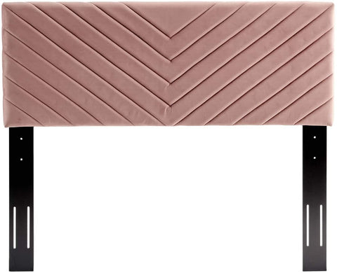 Oakestry Alyson Angular Channel Tufted Performance Velvet Full/Queen Headboard in Dusty Rose