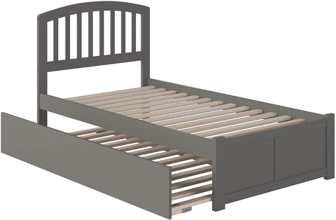 Oakestry Richmond Bed with Footboard and Twin Extra Long Trundle, XL, Grey