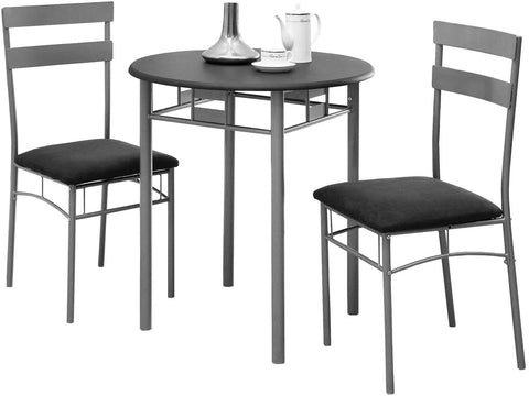 Oakestry Black and Silver Metal Bistro Dining Set, 3-Piece