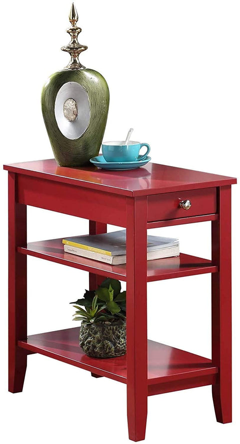 Oakestry American Heritage 1 Drawer Chairside End Table with Shelves, Cranberry Red
