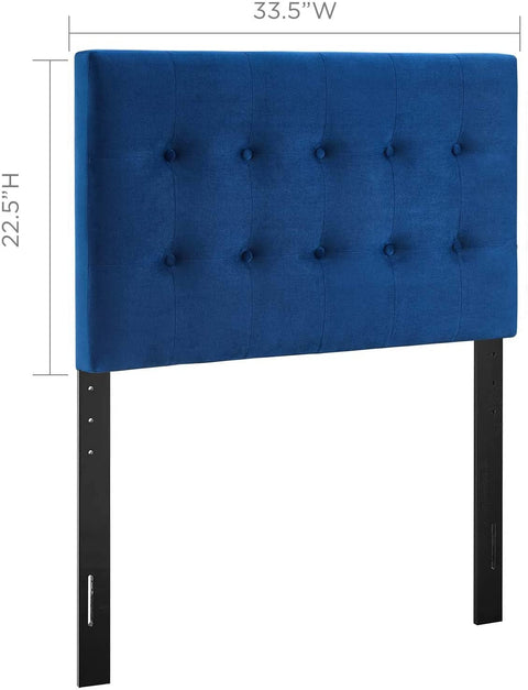 Oakestry Emily Twin Biscuit Tufted Performance Velvet Headboard, Navy