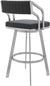 Oakestry Capri 26&#34; Counter Height Swivel Barstool with Brushed Stainless Steel Finish and Slate Grey Faux Leather