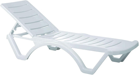 Oakestry Aqua Pool Chaise Lounge Chair Stackable Marine Grade Plastic resin outdoor chaise lounge in White - Set of 4