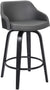 Oakestry ALEC Contemporary 26&#34; Counter HeightÌâåÊSwivel Barstool in Black Brush Wood Finish and Grey Faux Leather