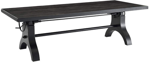 Oakestry 96&#34; Crank Height Adjustable Rectangle Conference Dining Table, Black