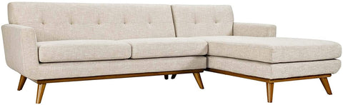 Oakestry Engage Mid-Century Modern Upholstered Fabric Right-Facing Sectional Sofa in Beige