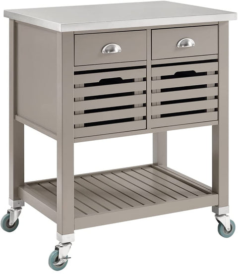 Oakestry Robbin Wood Kitchen Cart in Gray