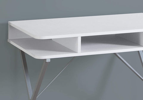 Oakestry Laptop Table - Small Desk with Open Shelves - Home &amp; Office Computer Desk - Metal Legs - 31&#34; L (White)