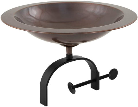 Oakestry BB-05-OR Classic II Bracket Railing Mount Birdbath, Copper, Black