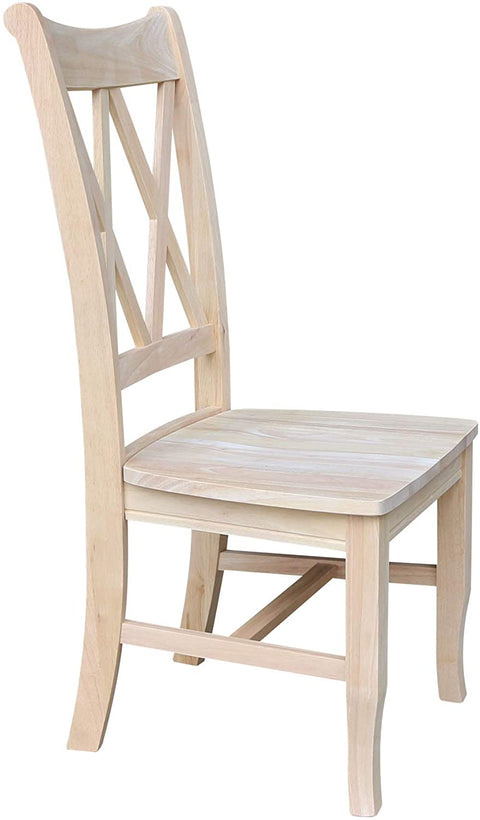 Oakestry Set of Two Double X-Back Dining Chair, 19.9&#34;W x 22&#34;D x 41.3&#34;H, Unfinished