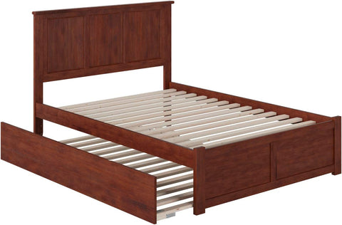 AFI Madison Platform Flat Panel Foot Board and Full Size Urban Trundle Bed, Walnut