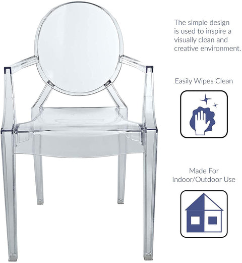 Oakestry Casper Modern Acrylic Stacking Two Dining Armchairs in Clear