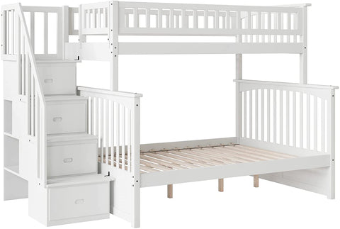 Oakestry Columbia Staircase Bunk Bed, Twin/Full, White
