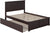 Oakestry Madison Platform Bed with Flat Panel Footboard and Turbo Charger with Twin Size Urban Trundle, Full, Espresso