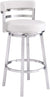 Oakestry Madrid Contemporary 30&#34; Bar Height Barstool in Brushed Stainless Steel Finish and White Faux Leather