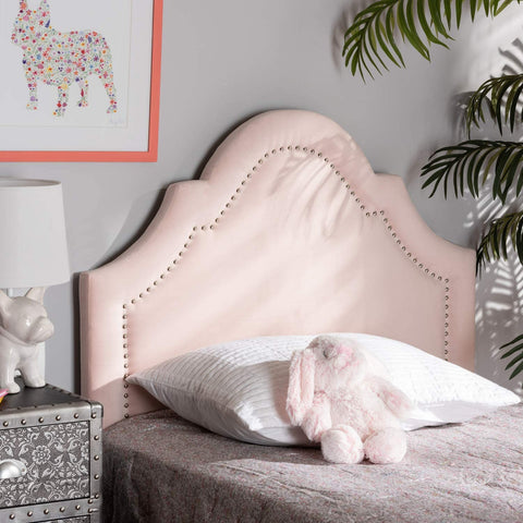 Oakestry Rita Modern and Contemporary Light Pink Velvet Fabric Upholstered Twin Size Headboard