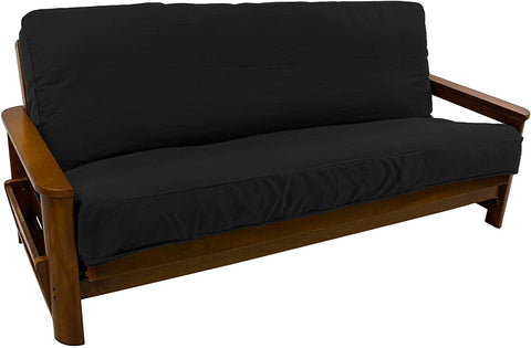 Oakestry Solid Twill Full Size Futon Covers in Black - 8&#34; Full